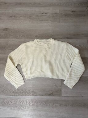Full Tilt Cream Cropped Crewneck Sweater
